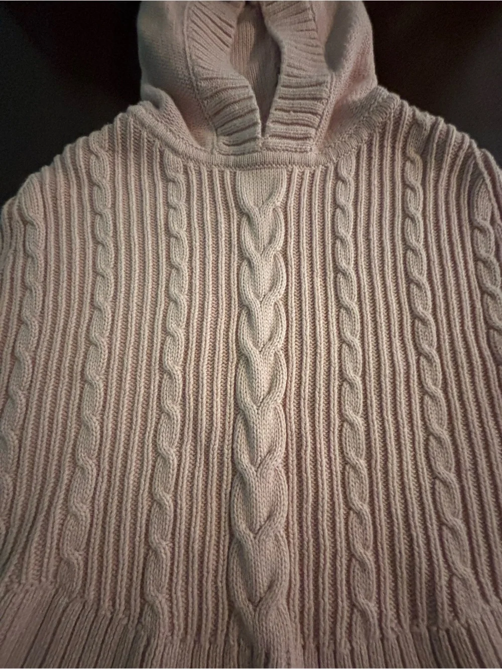 Baby Gap Toddler Girls Sz 4T Cable Knit Animal Ear Hooded Rose Pink Poncho